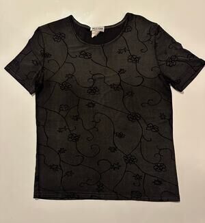 Western Collection Vintage Women's Large Top Black 80/90s short sleeve evening